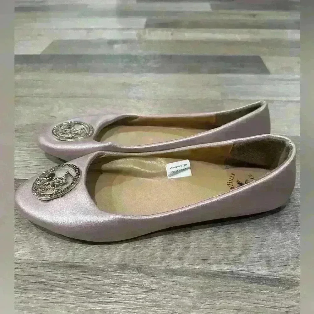 NWOT Beverly Hills Polo Club Flats  Rose Gold Size 9